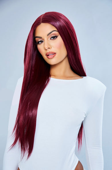 SHIRAZ  - 24" Red Long Straight Lace Front Wig