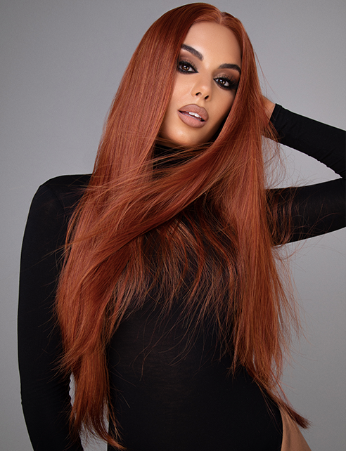 FEARLESS - 24" COPPER FLAME LONG STRAIGHT LACE FRONT WIG